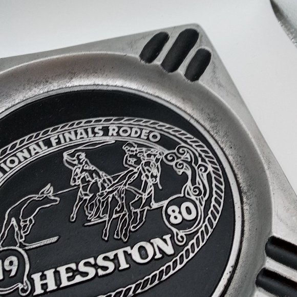 1980 NFR Rodeo Ashtray Cowboy Hesston RARE National Finals Team Ropers Roping - Picture 7 of 8